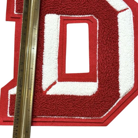 Vintage 1950s 3D Chenille Varsity Letterman Patch Red White Letter “D” 7.75” - Picture 3 of 6